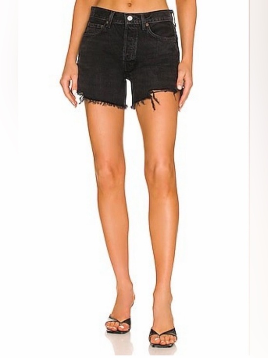 Agolde Pants - AGOLDE Black Distressed High-Rise Denim Shorts